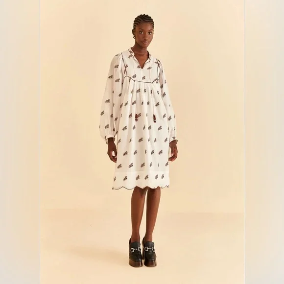 FARM Rio | Dresses | Farm Rio Offwhite Embroidered Horses Midi Dress |  Poshmark